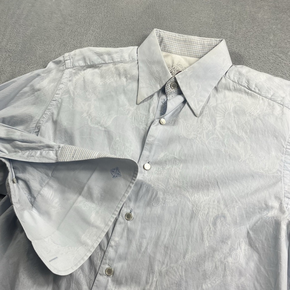 Robert Graham Button Up Shirt Mens Medium Light Blue Paisley French Cuff